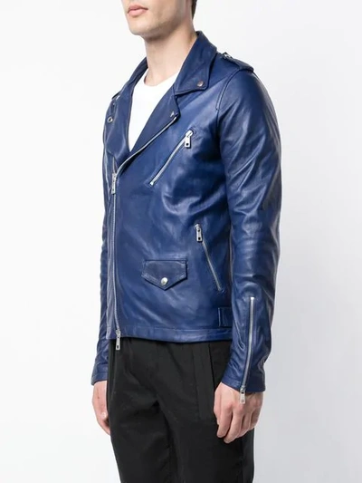 Shop Giorgio Brato Fitted Biker Jacket In Blue