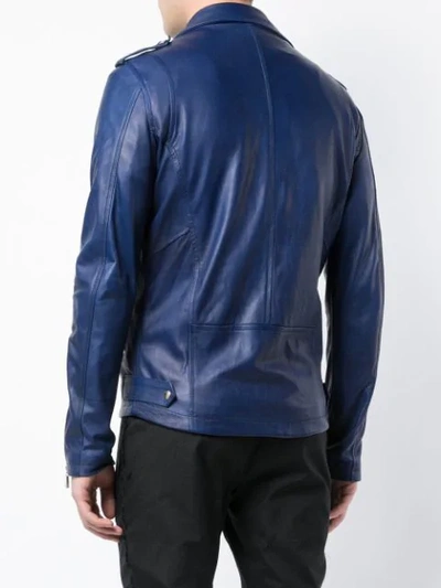 Shop Giorgio Brato Fitted Biker Jacket In Blue