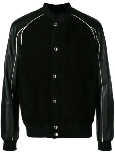Shop Les Hommes Contrast Trimmed Bomber Jacket In Black