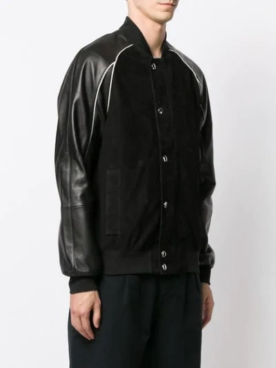 Shop Les Hommes Contrast Trimmed Bomber Jacket In Black