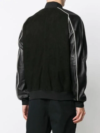 Shop Les Hommes Contrast Trimmed Bomber Jacket In Black