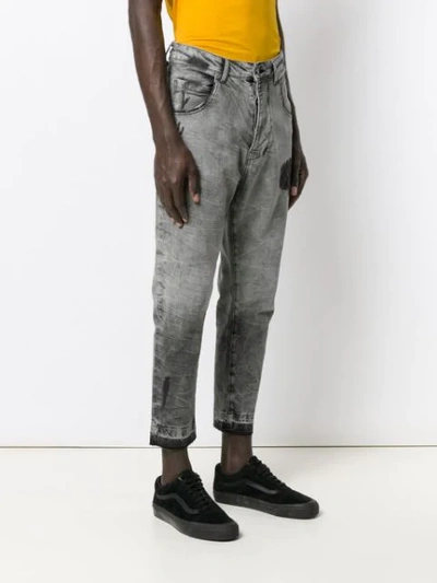 Shop Thom Krom Cropped Distressed Jeans In Grey
