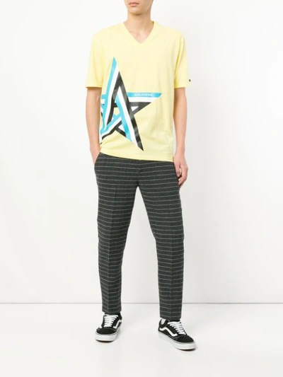 striped star print T-shirt