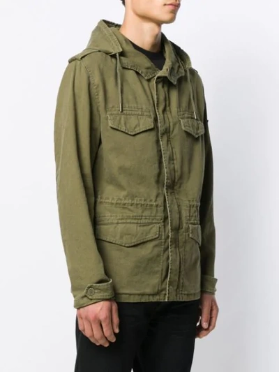 Shop Saint Laurent Logo-patch Military Jacket In Green
