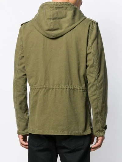 Shop Saint Laurent Logo-patch Military Jacket In Green