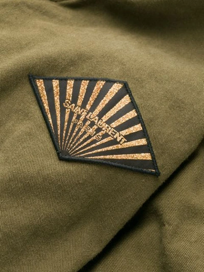 Shop Saint Laurent Logo-patch Military Jacket In Green