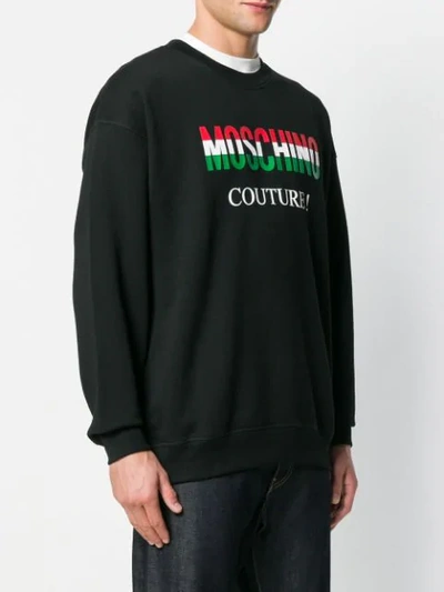 Shop Moschino Printed Logo Sweatshirt In Black