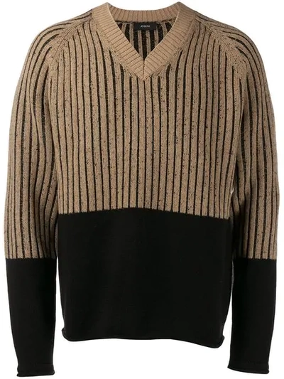 Shop Joseph Contrast Long-sleeve Sweater In Brown