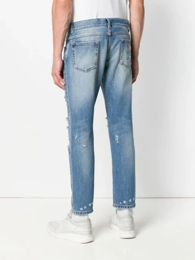 Shop Dolce & Gabbana Distressed Cropped Jeans In Blue