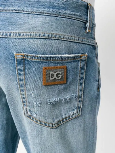 Shop Dolce & Gabbana Distressed Cropped Jeans In Blue