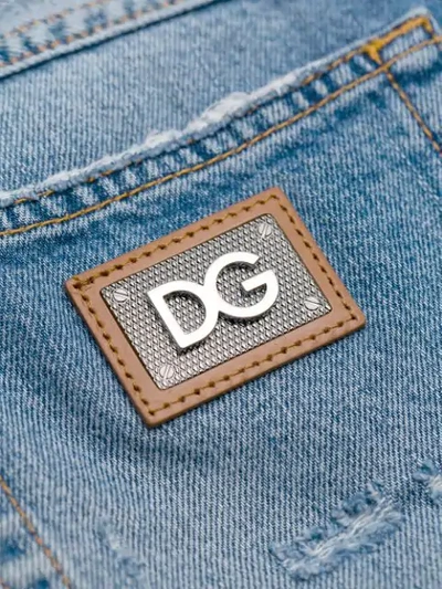 Shop Dolce & Gabbana Distressed Cropped Jeans In Blue