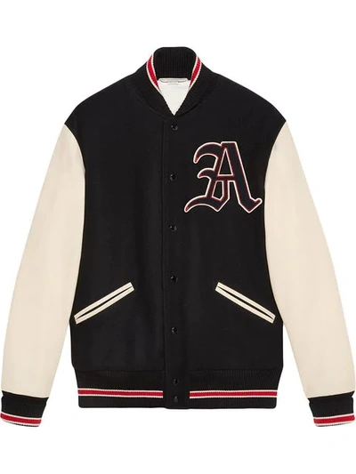 Shop Gucci Bomber Jacket With Patches In Black