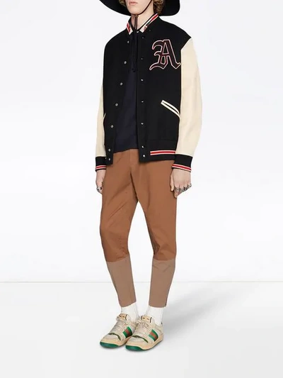 Shop Gucci Bomber Jacket With Patches In Black