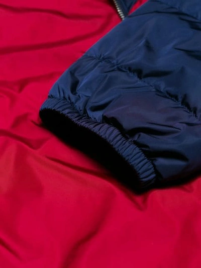 Shop Gucci Chevron Stripe Padded Jacket In Blue