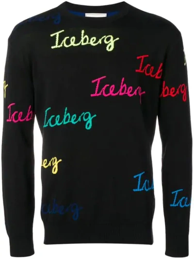 Shop Iceberg Logo Knit Sweater In Black