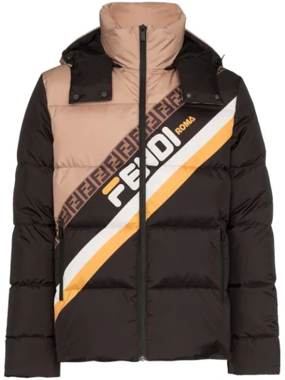 Shop Fendi Mania Feather Down Padded Coat In Black