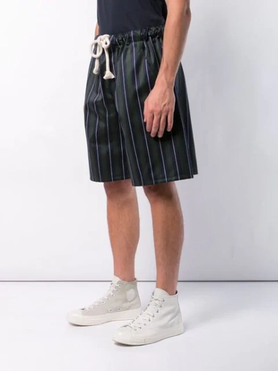 Shop Loewe Striped Drawstring Shorts - Green