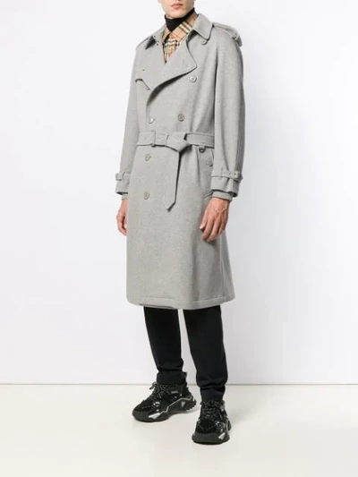 Shop Burberry Jersey Trench Coat In Grey