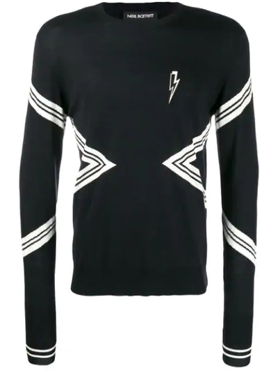 Shop Neil Barrett Lightning Embroidered Sweatshirt In Black