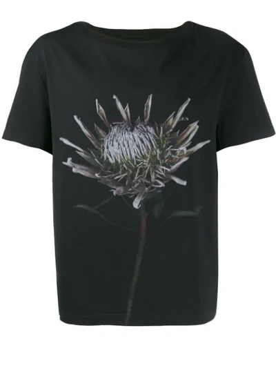 Shop Maison Margiela Floral Print T-shirt In Black