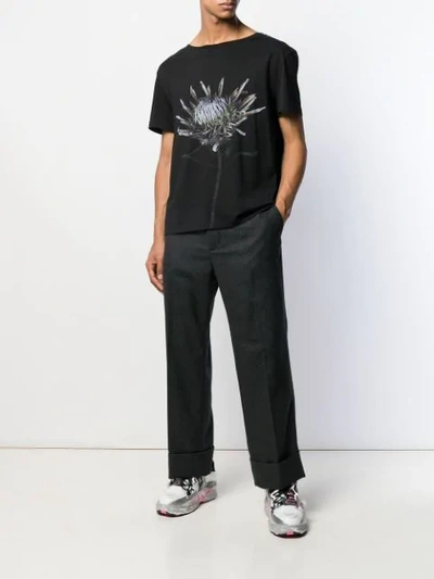 Shop Maison Margiela Floral Print T-shirt In Black