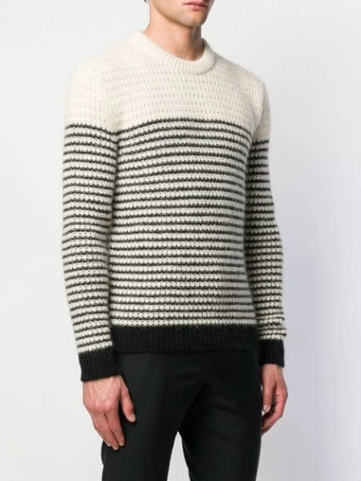 Shop Saint Laurent Chunky Knit Striped Jumper In White