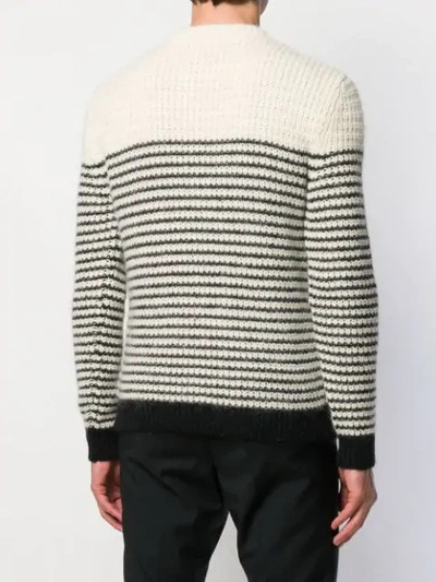 Shop Saint Laurent Chunky Knit Striped Jumper In White