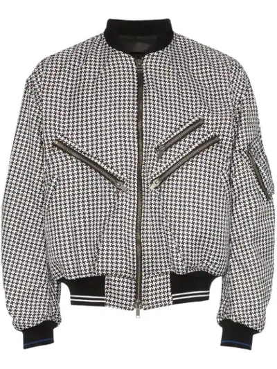 Shop Haider Ackermann Houndstooth Multi Pocket Zipper Bomber Jacket In Black