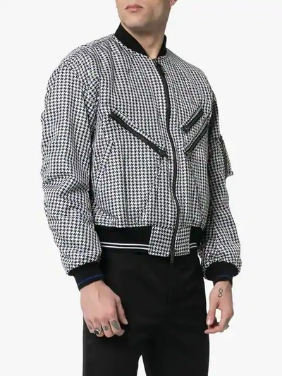 Shop Haider Ackermann Houndstooth Multi Pocket Zipper Bomber Jacket In Black