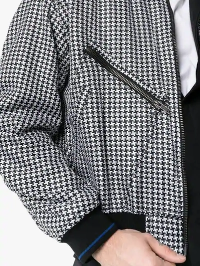 Shop Haider Ackermann Houndstooth Multi Pocket Zipper Bomber Jacket In Black