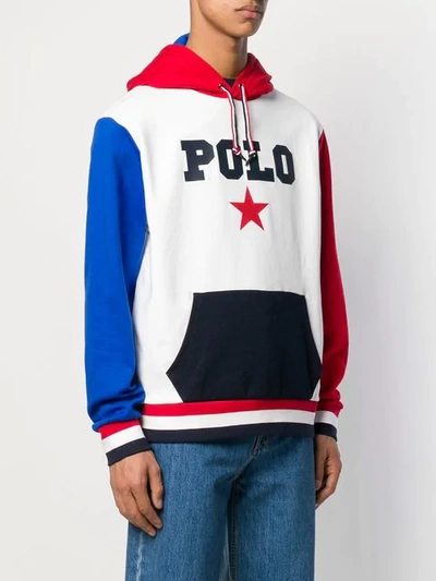 Shop Polo Ralph Lauren Star Polo Hoodie In White