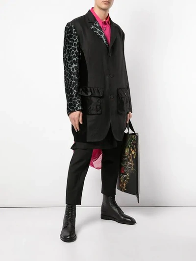 Shop Yohji Yamamoto Textured Long Blazer In Black
