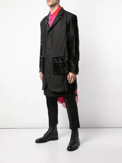 Shop Yohji Yamamoto Textured Long Blazer In Black