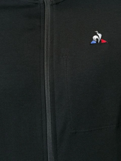 Shop Le Coq Sportif Zipped Logo Sweatshirt - Black