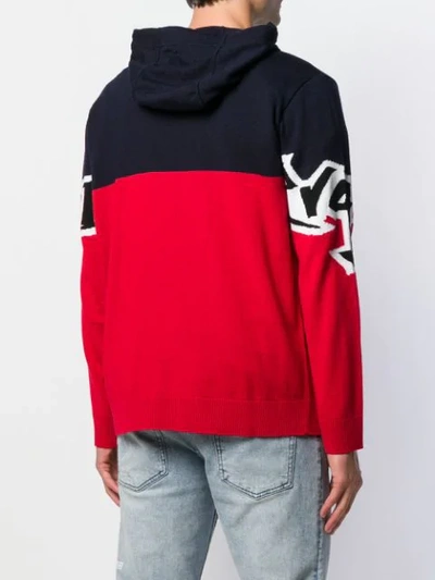 Shop Iceberg Logo Intarsia Knitted Hoodie In Red