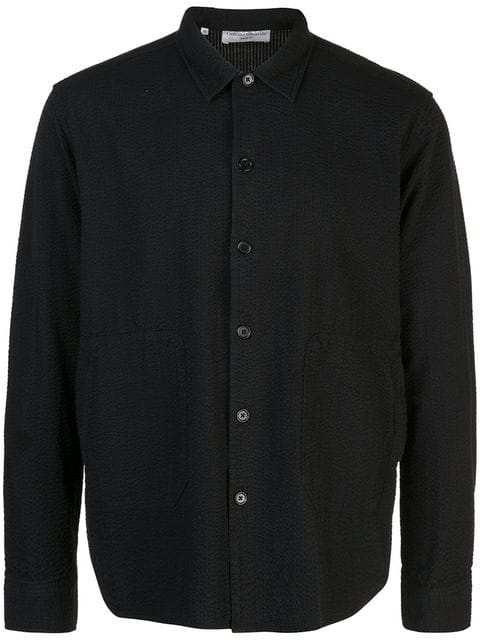 Officine Generale Plain Button Shirt In Black | ModeSens
