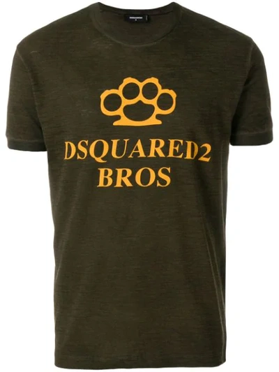 Shop Dsquared2 T-shirt Mit Schlagring-print In Green