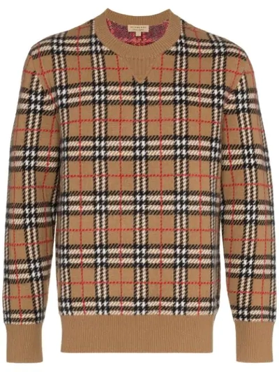 Shop Burberry House Check Crewneck Sweater In Neutrals