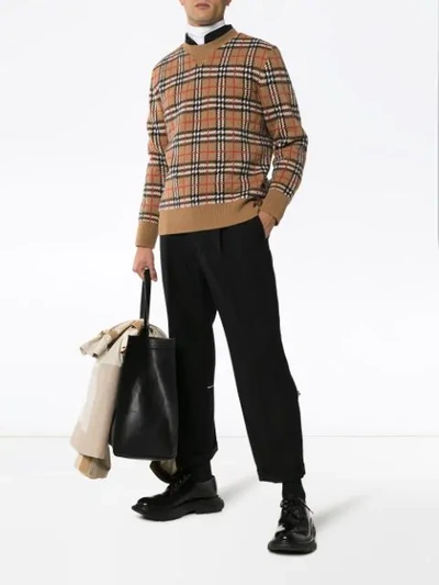 Shop Burberry House Check Crewneck Sweater In Neutrals