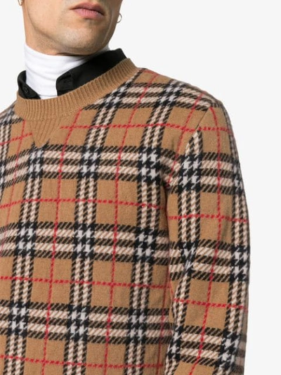 Shop Burberry House Check Crewneck Sweater In Neutrals