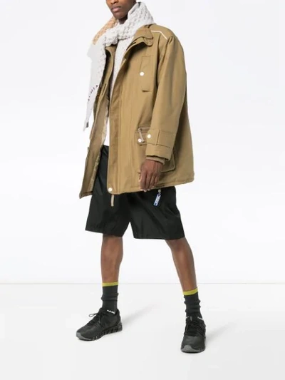 Shop Ader Error Utility Pocket Oversized Jacket - Brown