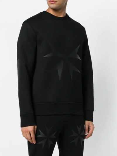 Shop Neil Barrett Military Star Print Sweatshirt In Black