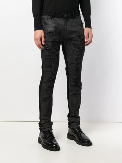 Shop Philipp Plein Distressed Skinny Jeans In Black