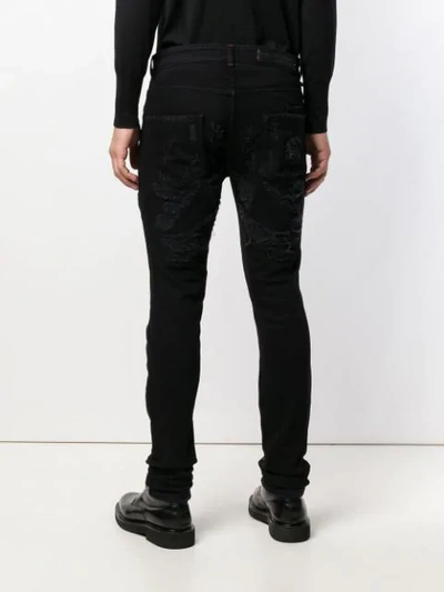 Shop Philipp Plein Distressed Skinny Jeans In Black