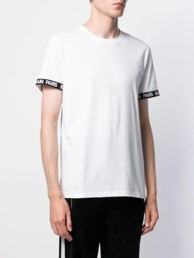 Shop Balmain Logo Trim T-shirt In White
