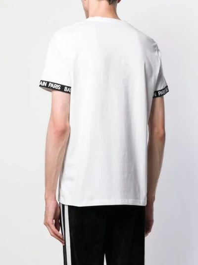 Shop Balmain Logo Trim T-shirt In White
