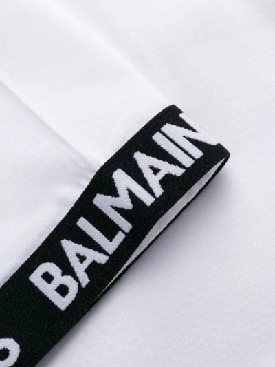 Shop Balmain Logo Trim T-shirt In White