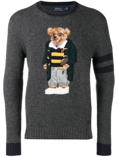 POLO RALPH LAUREN TEDDY BEAR KNITTED JUMPER - 灰色