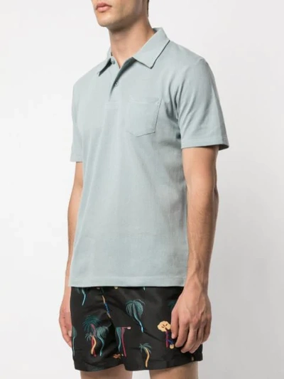 Shop Sunspel Shortsleeved Polo Shirt In Blue