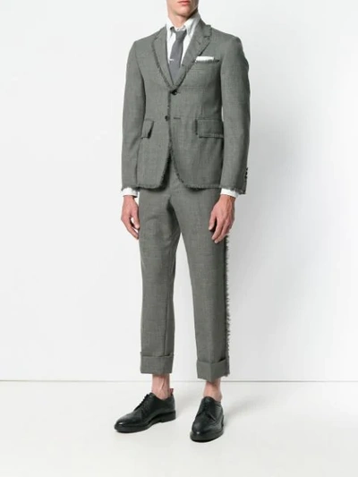 Shop Thom Browne Frayed Edge Classic-fit Trouser In Grey